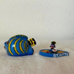 Small St. Kitts Ceramic Angel Fish with Miniature Woman Vendor Inside